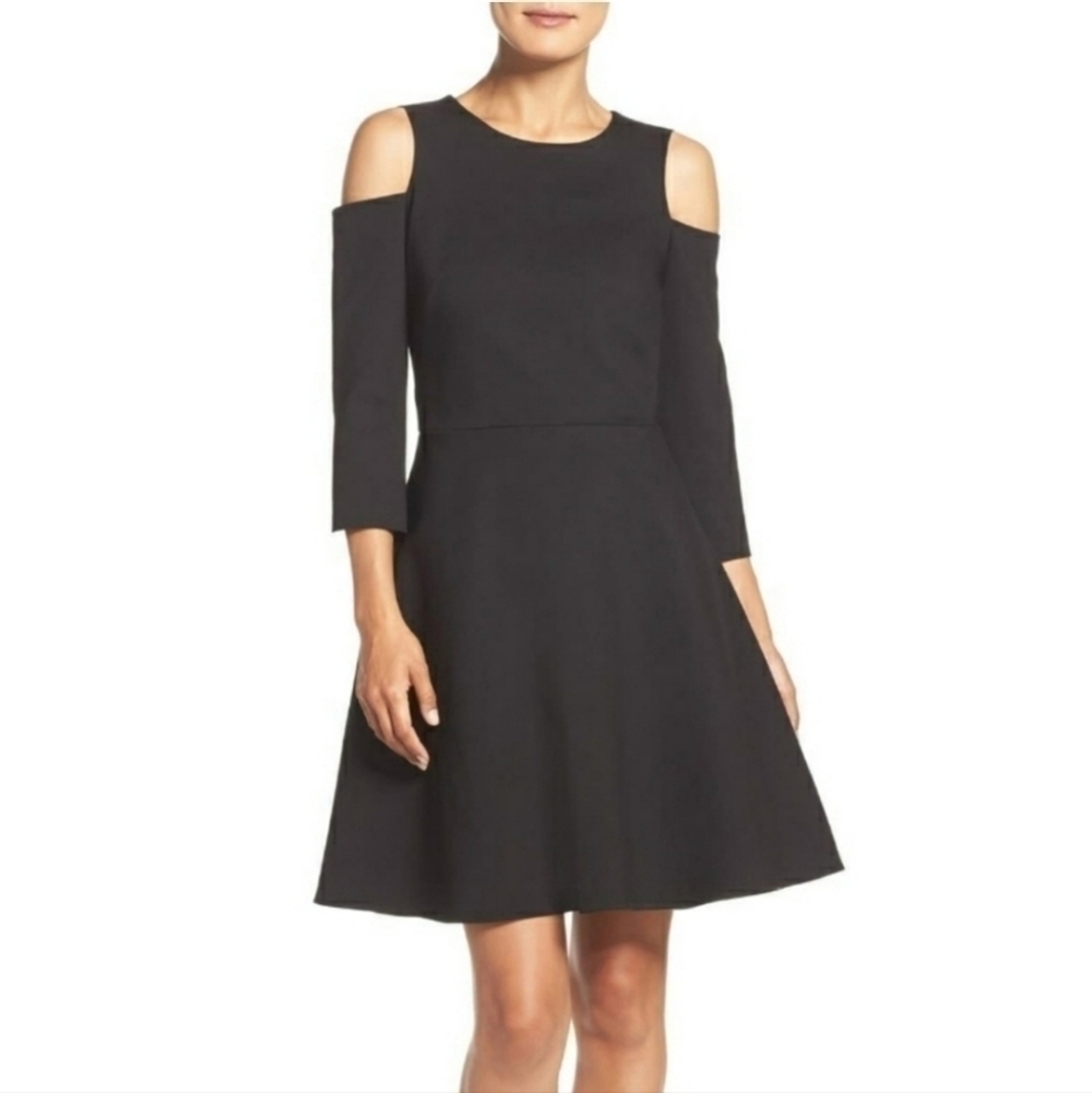 Eliza J Elegant Little Black Sheath Dress Formal Party Wedding Guest Old Money